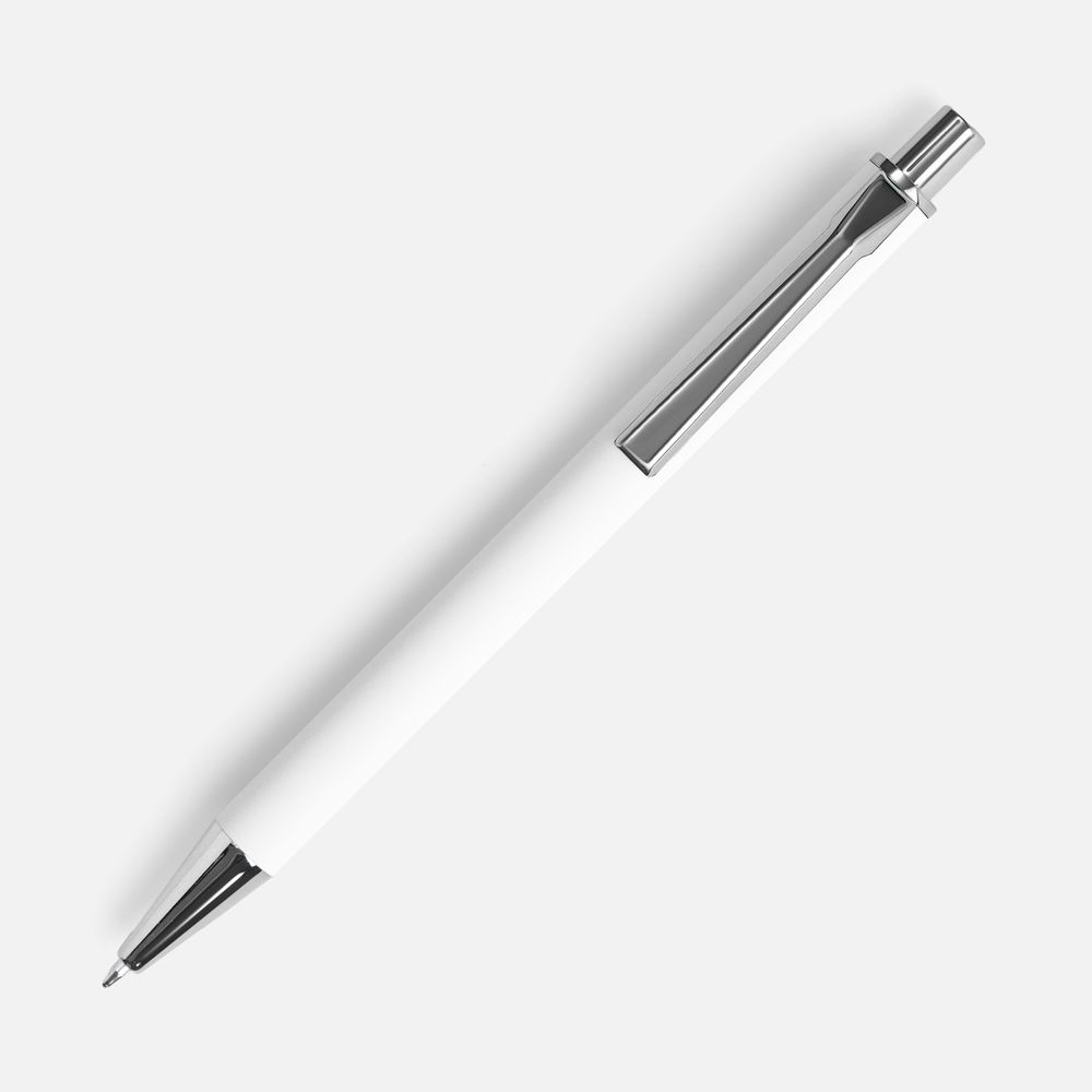 Ручка шариковая Lobby Soft Touch Chrome, белая-1