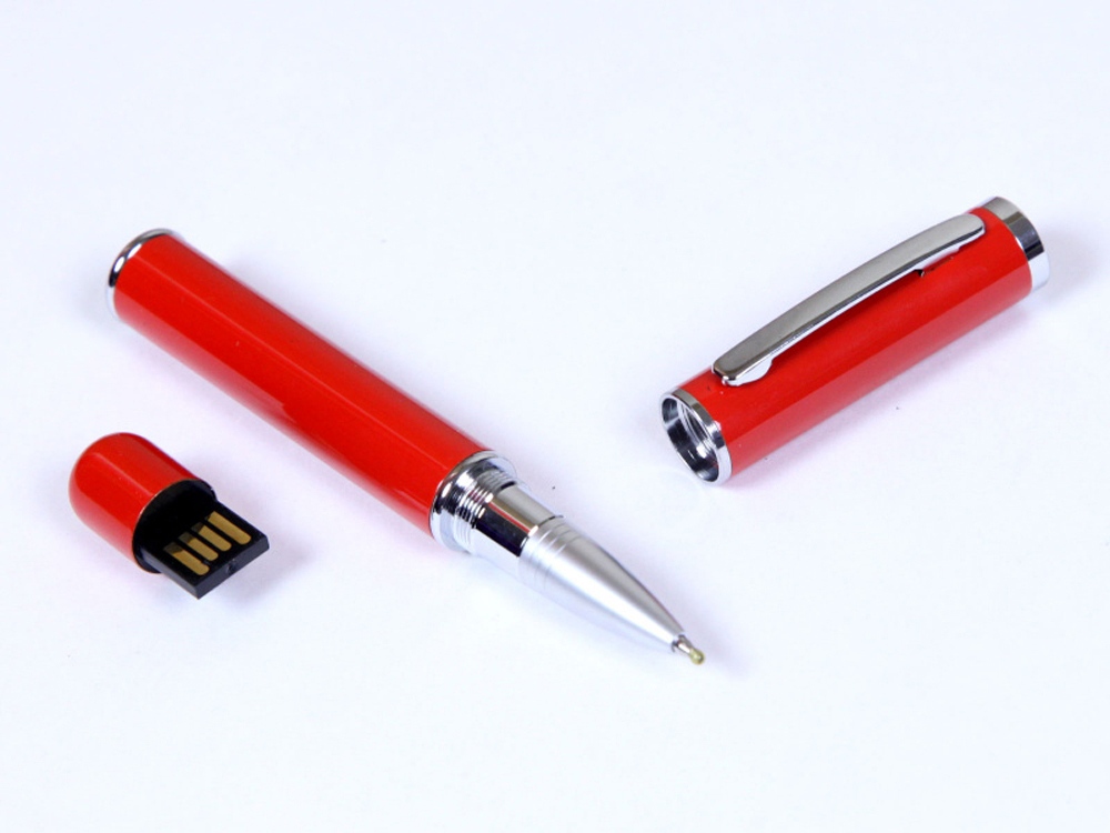 USB-флешка на 32 Гб в виде ручки с мини чипом, красный-0