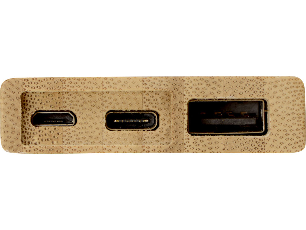 Внешний аккумулятор из бамбука Bamboo, 5000 mAh-4