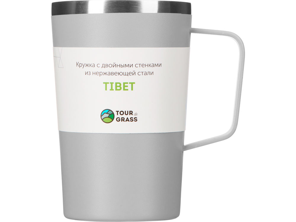 Стальная кружка с двойными стенками и порошковым покрытием Tibet, серый-3
