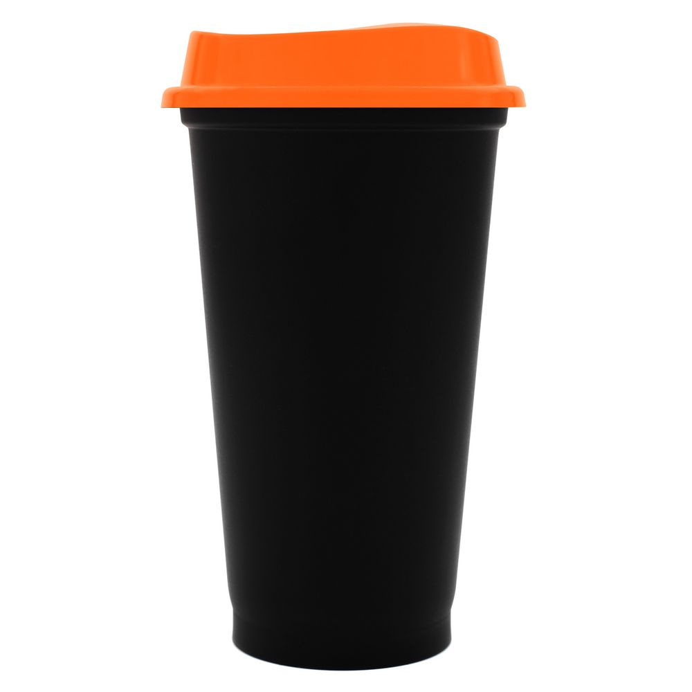 Стакан с крышкой Color Cap Black, черный с оранжевым-1