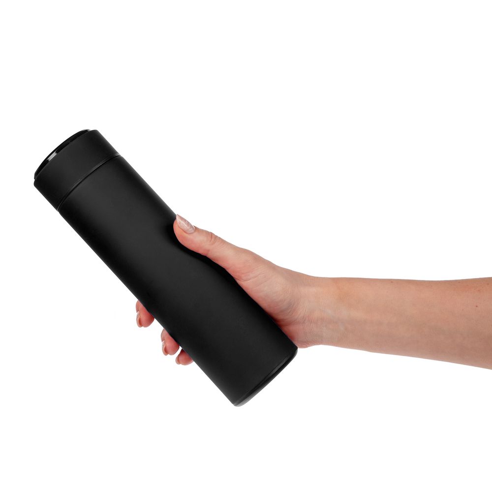 Смарт-бутылка с заменяемой батарейкой Long Therm Soft Touch, черная-3