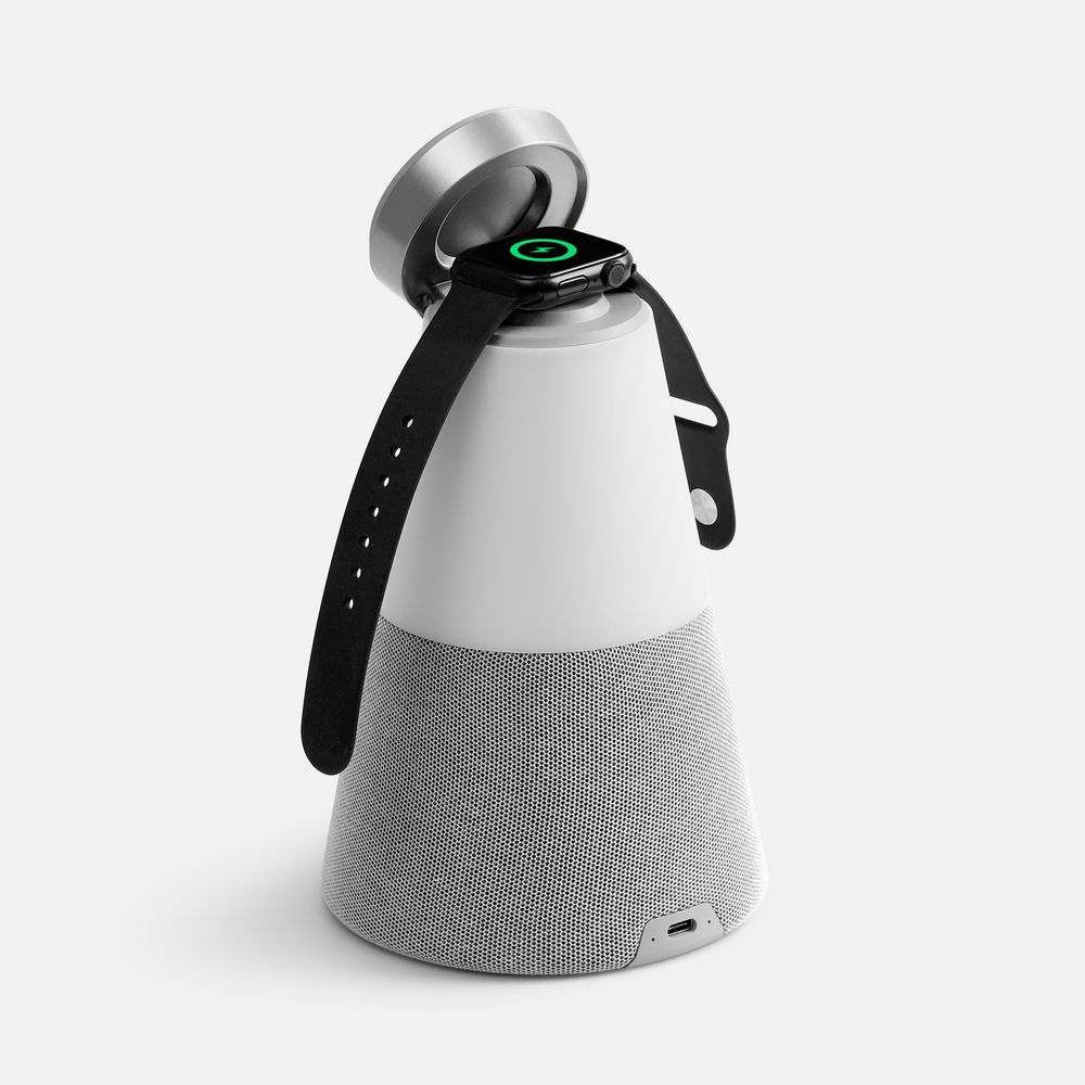 Bluetooth-колонка с беспроводной зарядкой и подсветкой Cone Sonance, серая-3