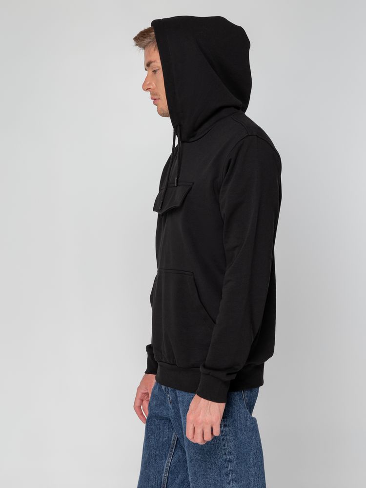 Худи унисекс с карманом на груди Chest Pocket, черное-7