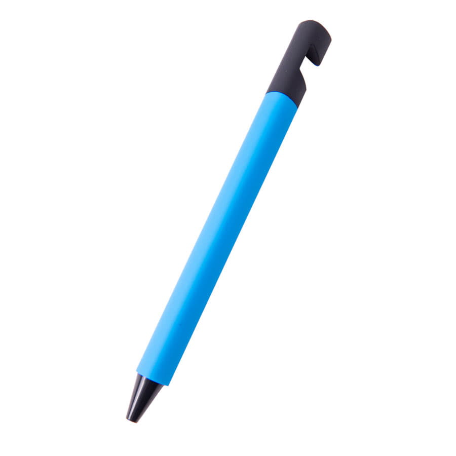 N5 soft, ручка шариковая, голубой/черный, пластик,soft-touch, подставка для смартфона, голубой, черный-1