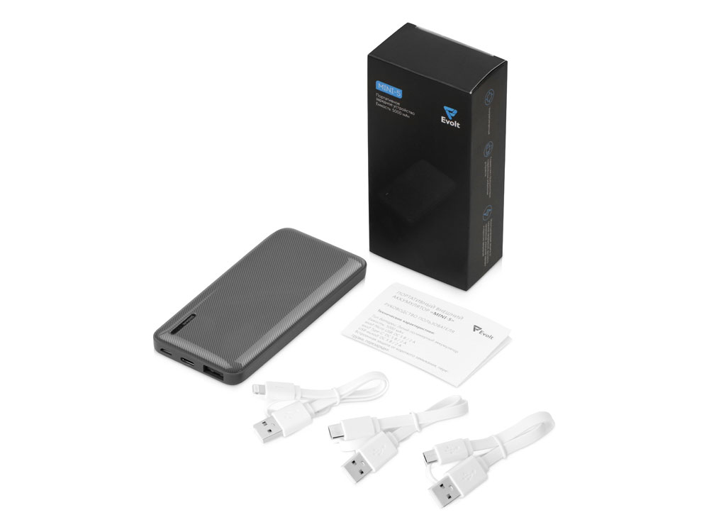 Внешний аккумулятор Evolt Mini-5, 5000 mAh, серый-2