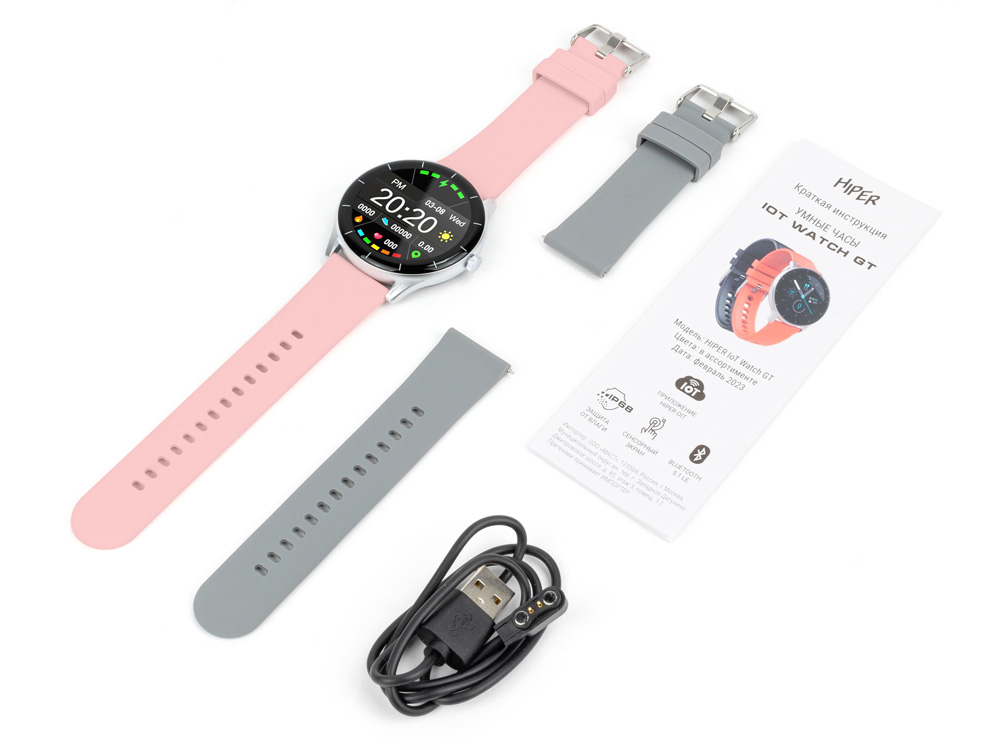 Умные часы HIPER IoT Watch GT, серый/розовый-5