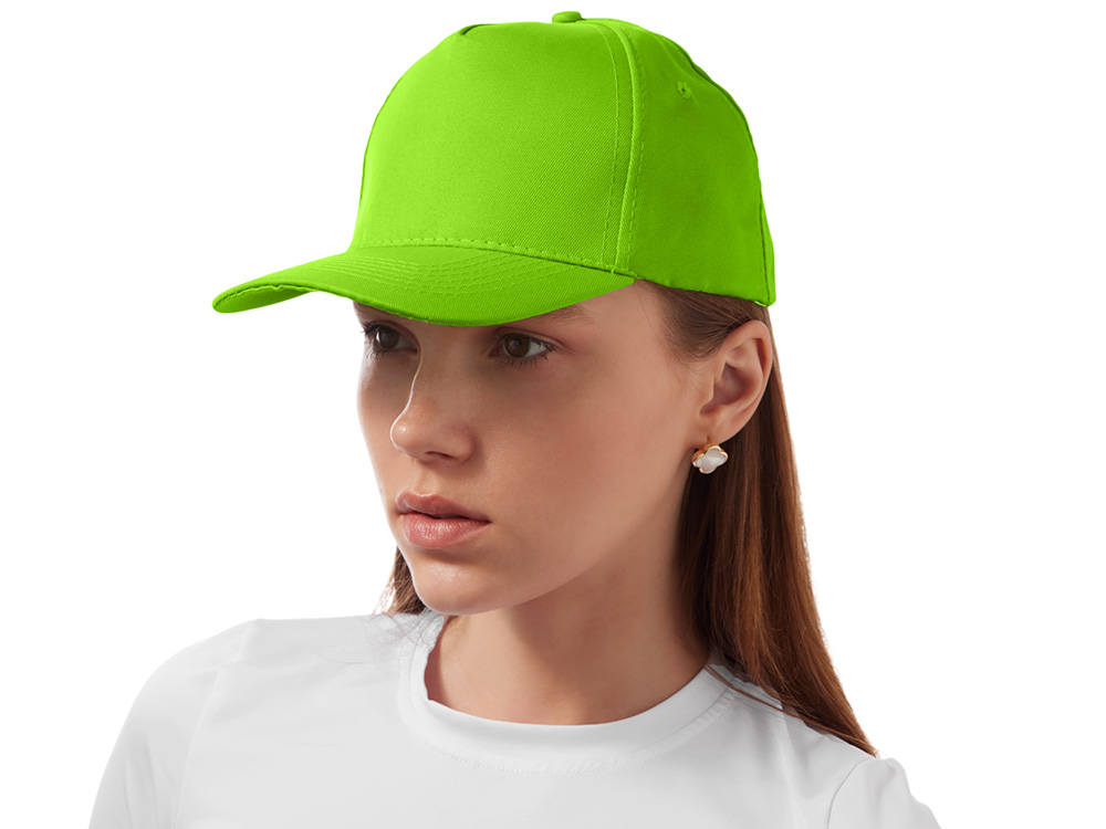 Бейсболка Poly 5-ти панельная 120 гр, зеленое яблоко-3
