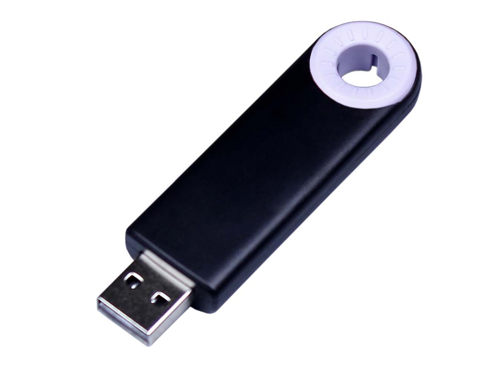 USB-флешка промо на 64 Гб прямоугольной формы, выдвижной механизм, белый-0