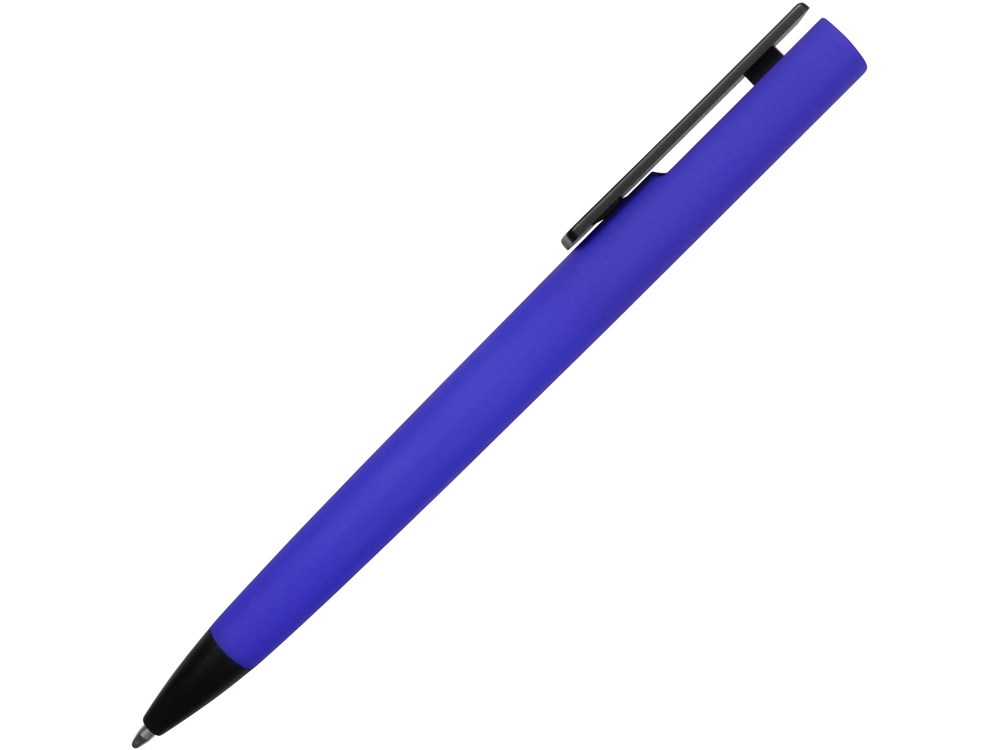 Ручка пластиковая soft-touch шариковая Taper, синий/черный-2