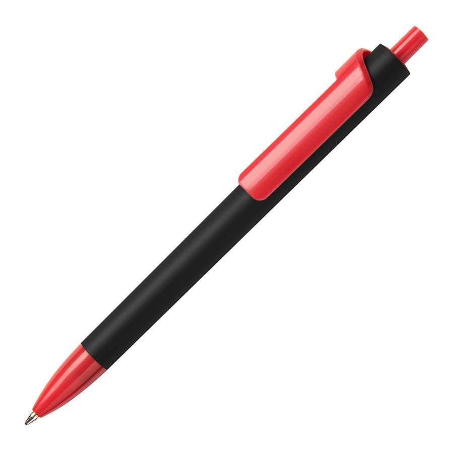 Ручка шариковая FORTE SOFT BLACK, покрытие soft touch, черный, красный-0