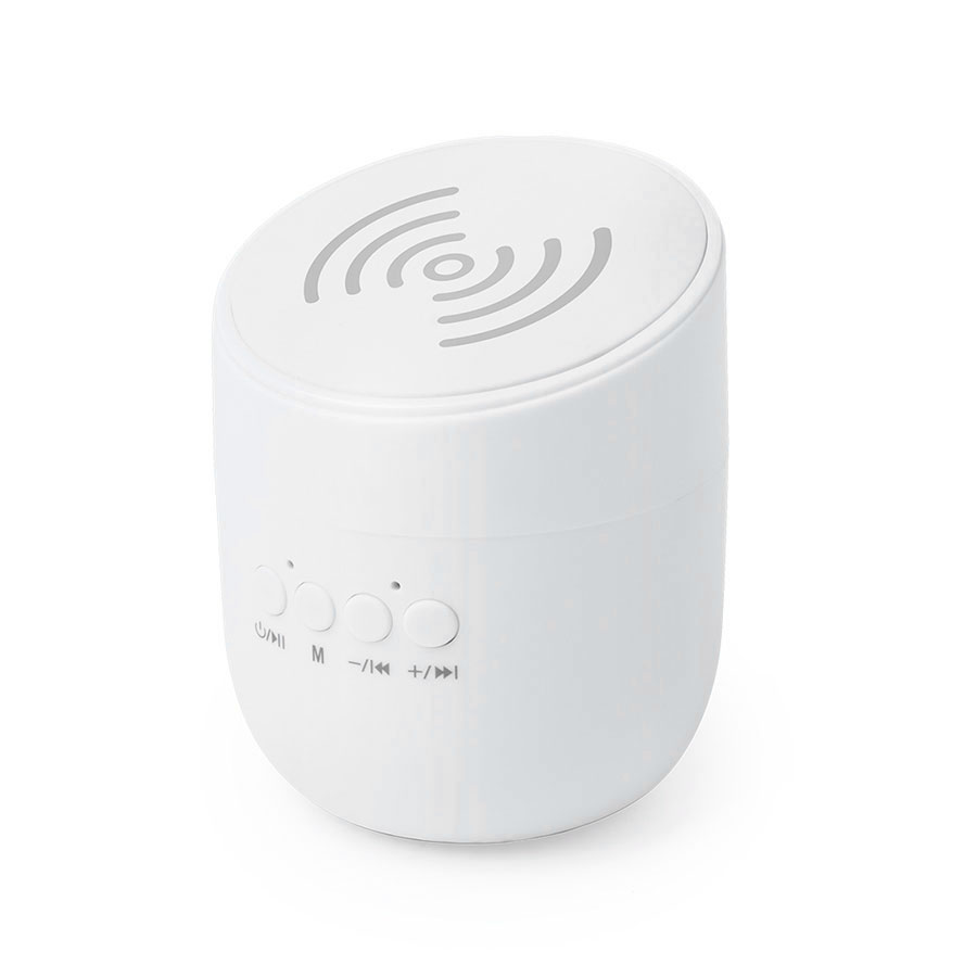 Bluetooth колонка со встроенной беспроводной зарядкой Dortam, белый-0