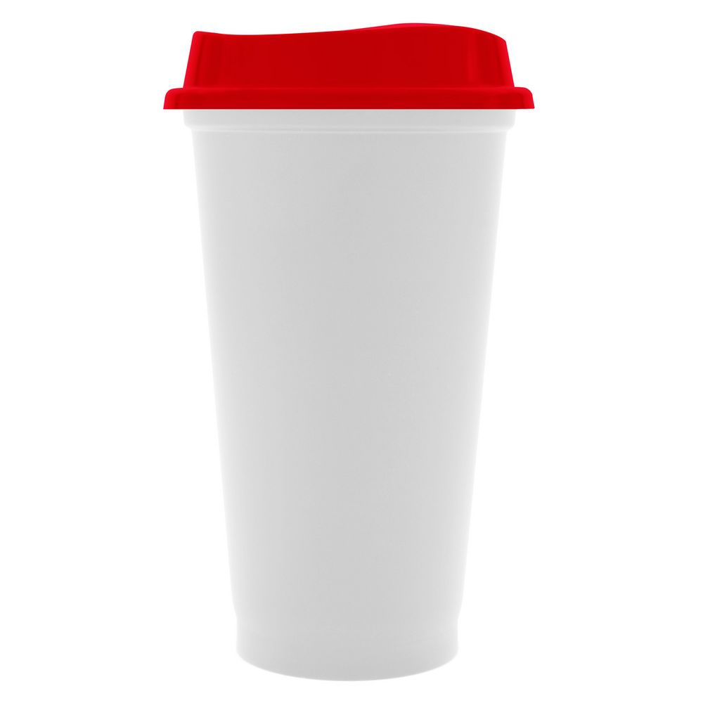 Стакан с крышкой Color Cap White, белый с красным-1