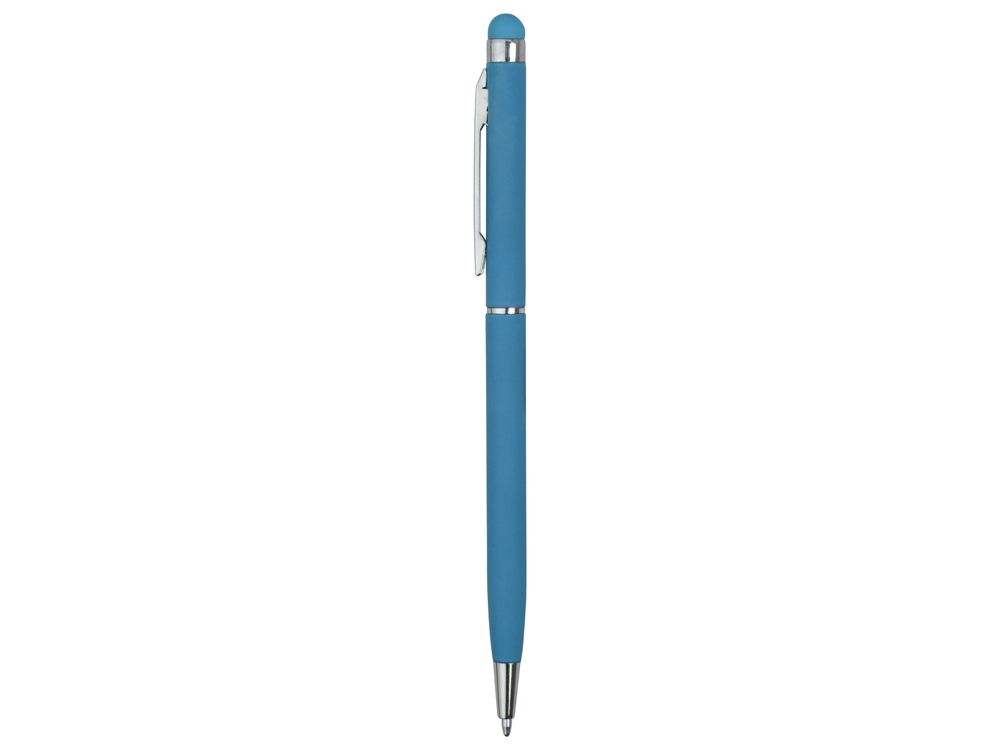 Ручка-стилус шариковая Jucy Soft с покрытием soft touch, голубой-2