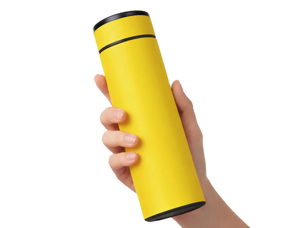 Вакуумный термос Vacuum Flask C1, soft touch, 420мл, желтый-4