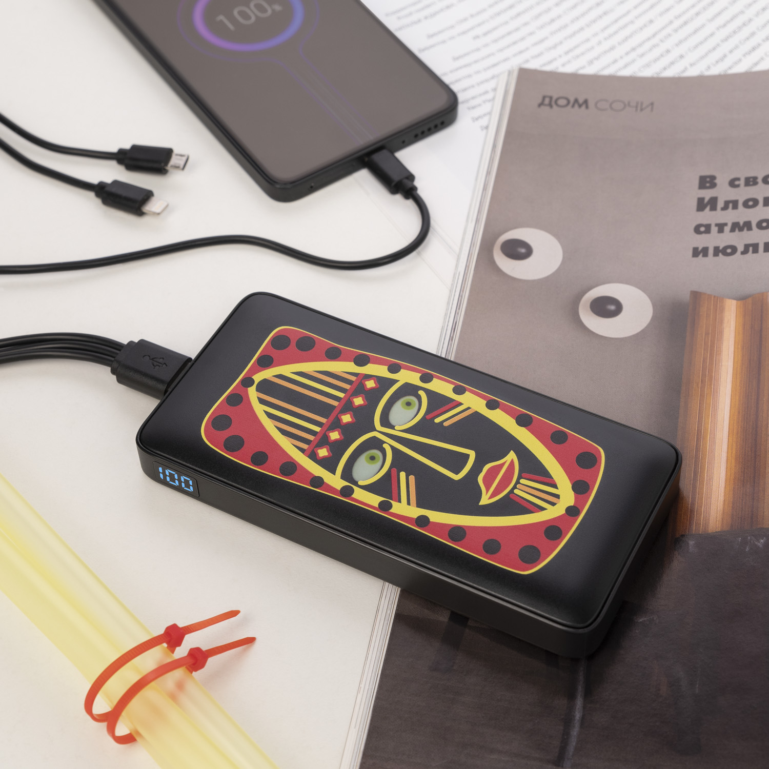 Внешний аккумулятор с цветной подсветкой Анкор Макс Плюс PD (Ancor PD Max Plus) 10000 mAh, черный-8