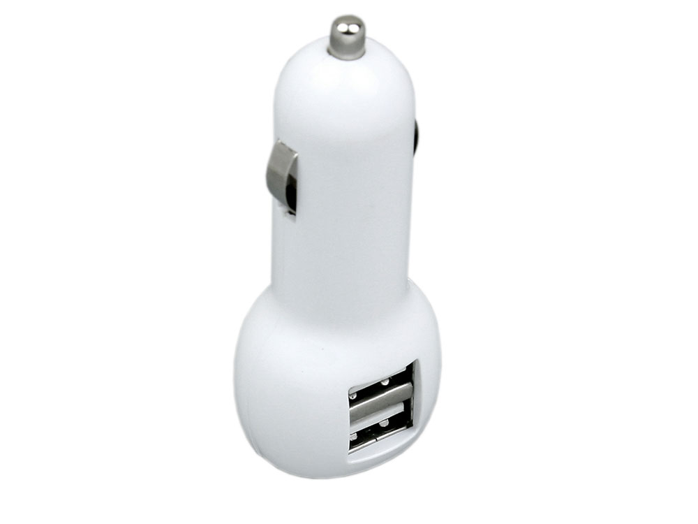 Автомобильная зарядка CC-01, 2 USB порта, белый цвет.-2
