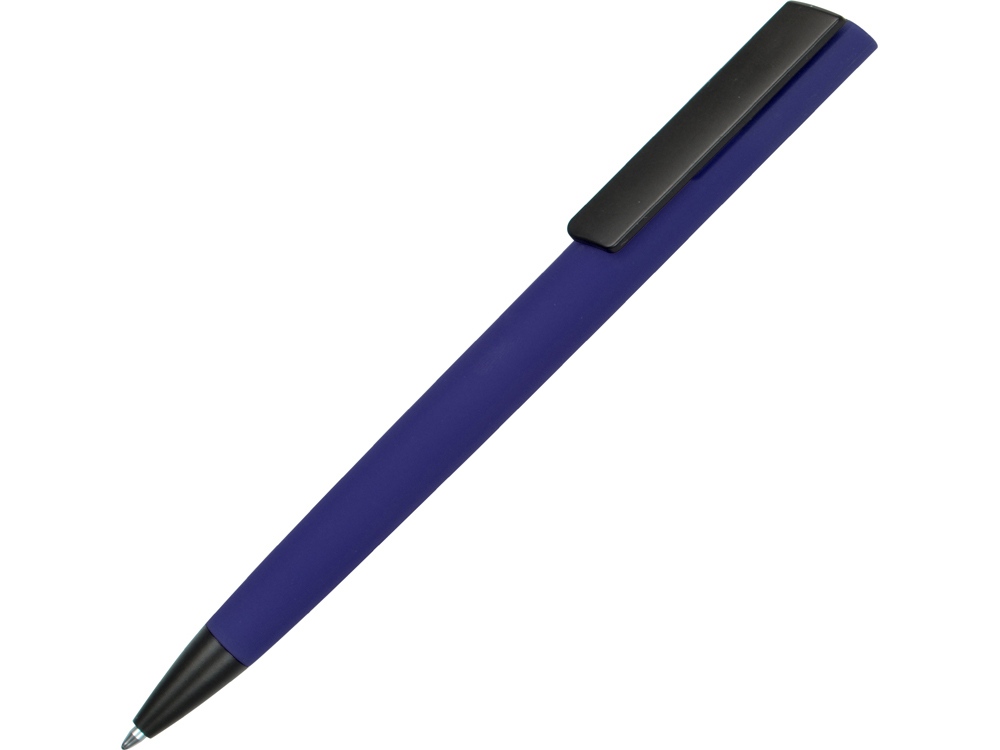Ручка пластиковая soft-touch шариковая Taper, темно-синий/черный-0