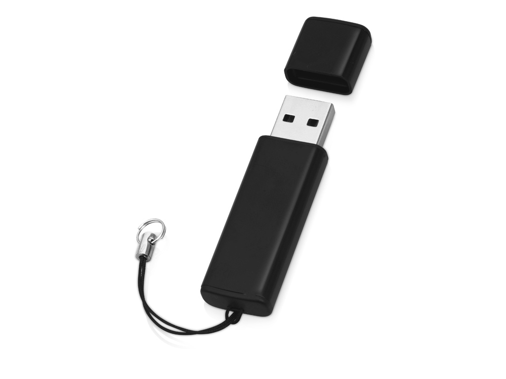 Флеш-карта USB 2.0 16 Gb металлическая с колпачком Borgir, черный-1