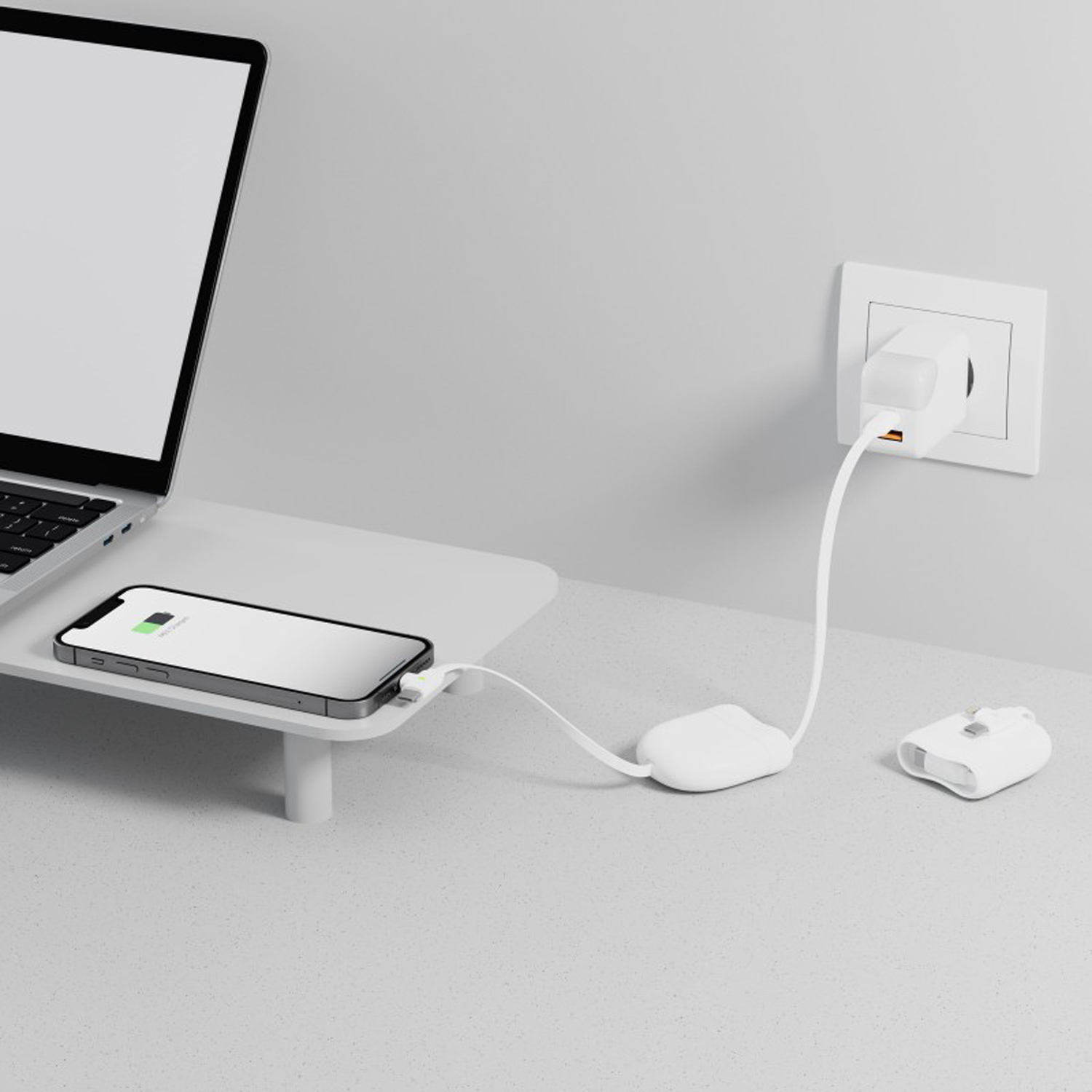 Кабель Xoopar ICE-R с ретрактором 2 в 1, разъёмы USB-C и Lightning, 60 Вт-6