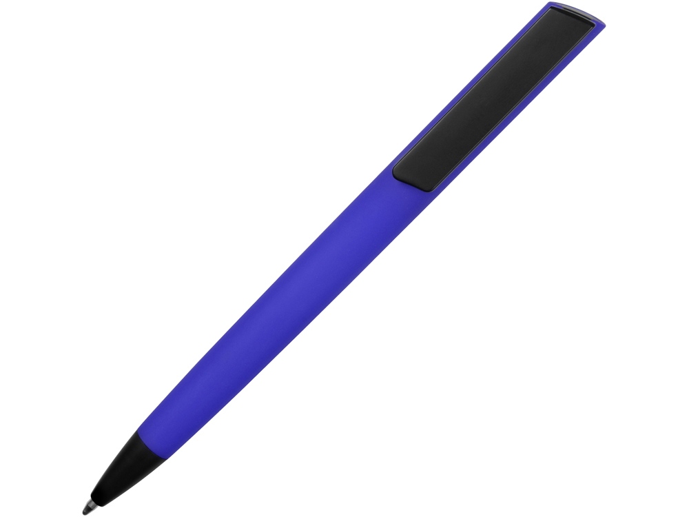 Ручка пластиковая soft-touch шариковая Taper, синий/черный-1