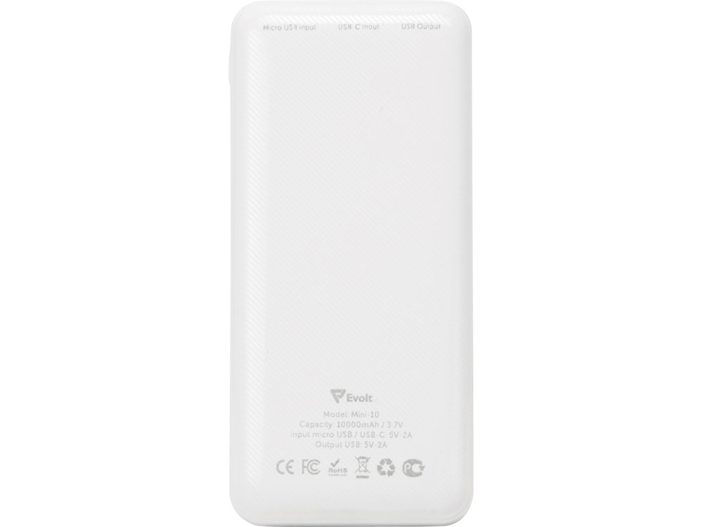 Внешний аккумулятор Evolt Mini-10, 10000 mAh, белый-4