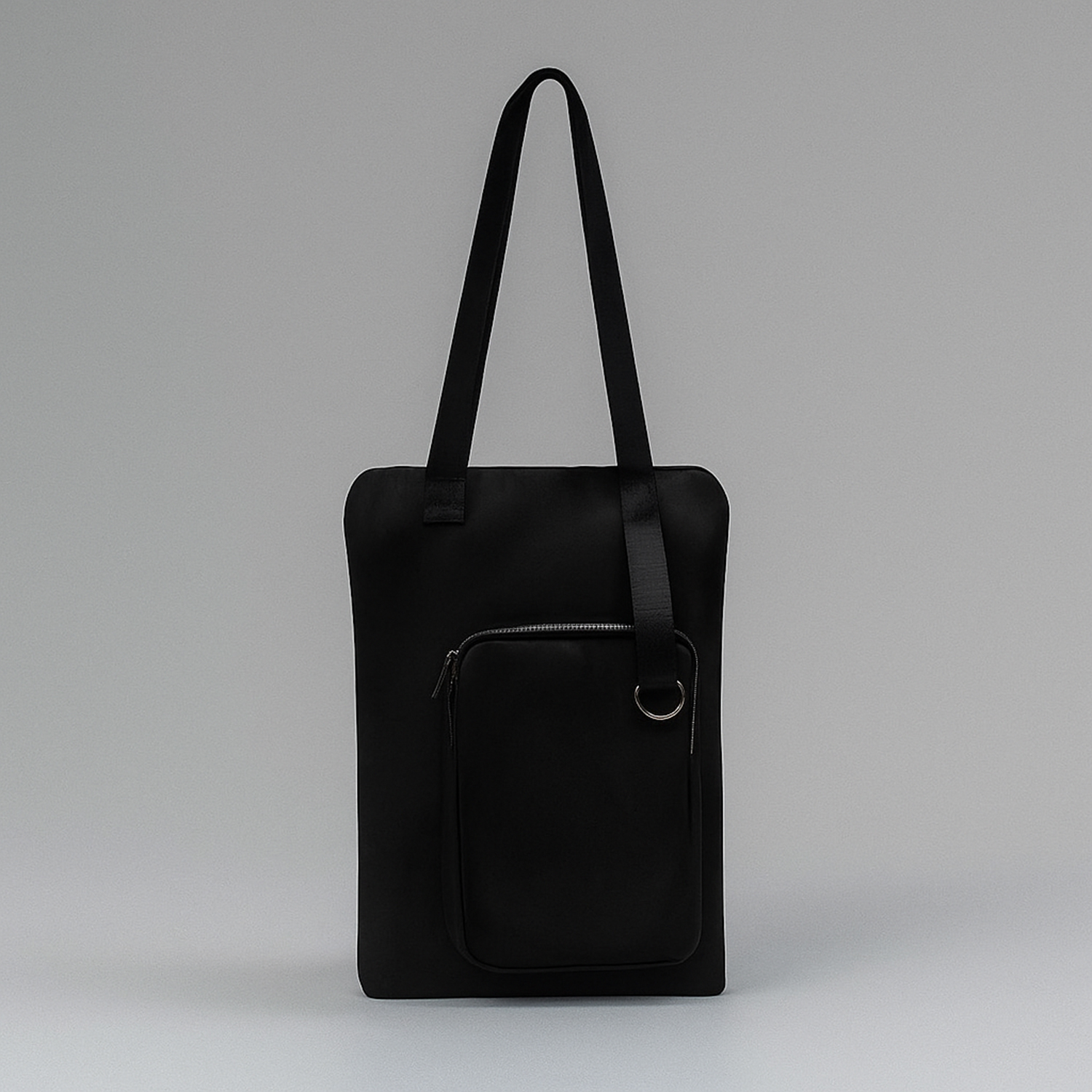 Шоппер Superbag Pocket, с внутренним креплением (карабин) и чехлом для мелочей (черный)-6