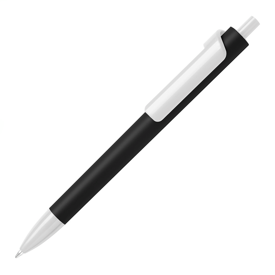 Ручка шариковая FORTE SOFT BLACK, покрытие soft touch, черный, белый-0