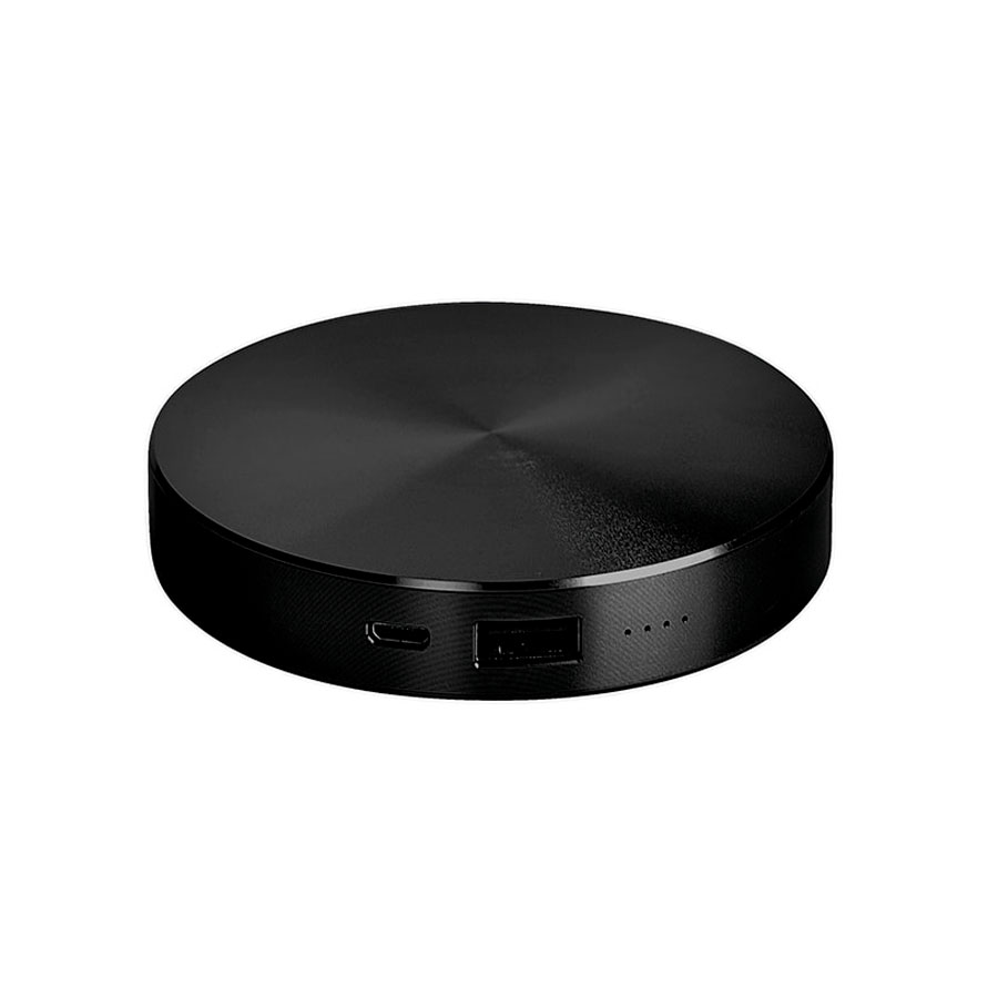 Универсальный аккумулятор "UFO" (6000mAh) в подарочной коробке, черный,8,6х1,5 см,металл, черный-0