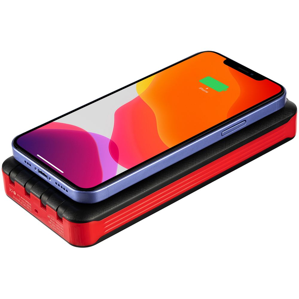 Аккумулятор с беспроводной зарядкой Holiday Maker Wireless, 10000 мАч, красный-2
