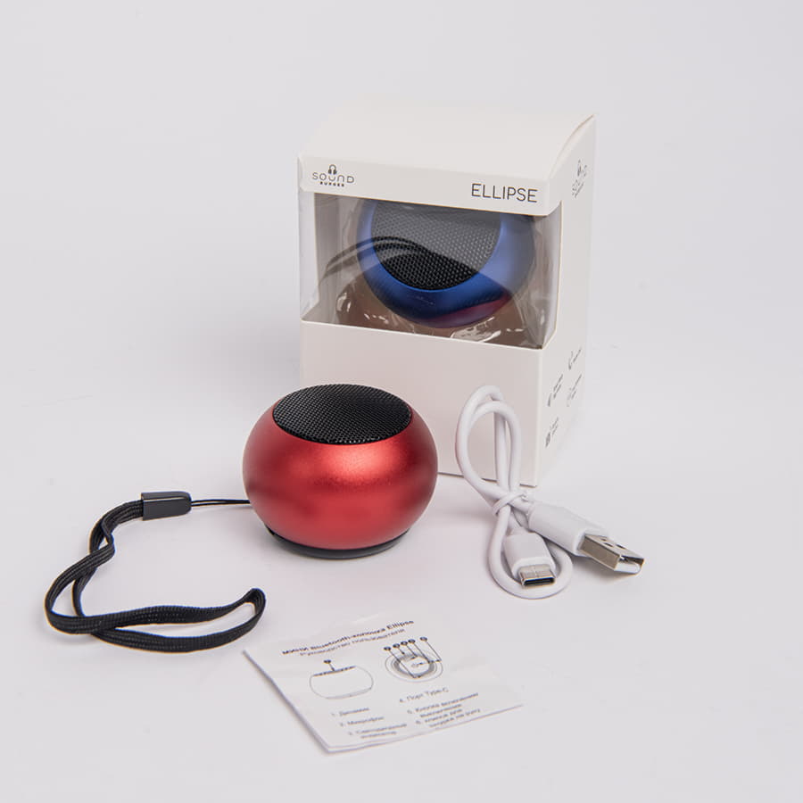 Портативная mini Bluetooth-колонка Sound Burger "Ellipse" красная, ярко-красный-4
