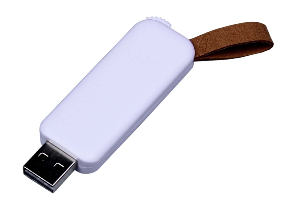 USB-флешка промо на 32 Гб прямоугольной формы, выдвижной механизм, белый-0