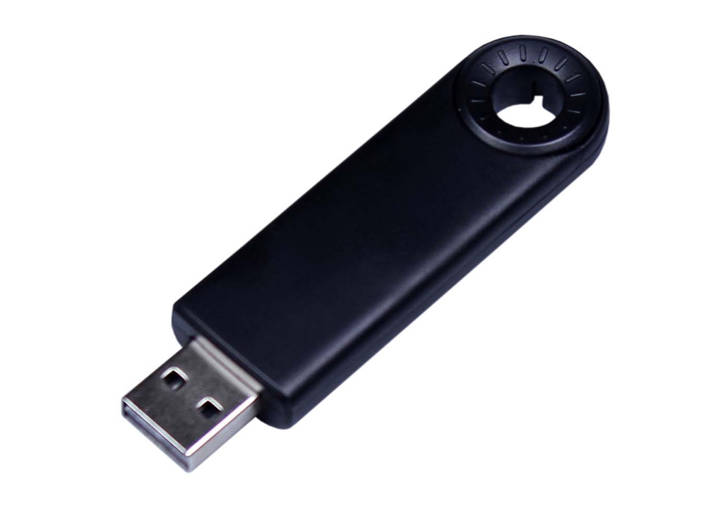 USB-флешка промо на 64 Гб прямоугольной формы, выдвижной механизм, черный-0