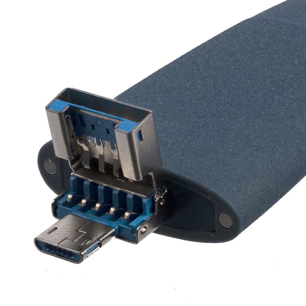 Флешка Pebble Universal, USB 3.0, серо-синяя, 32 Гб-2