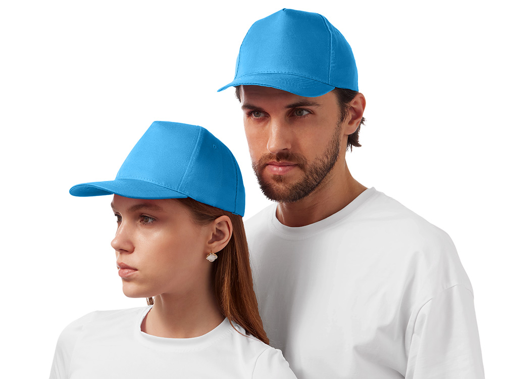 Бейсболка Poly 5-ти панельная 120 гр, голубой-1