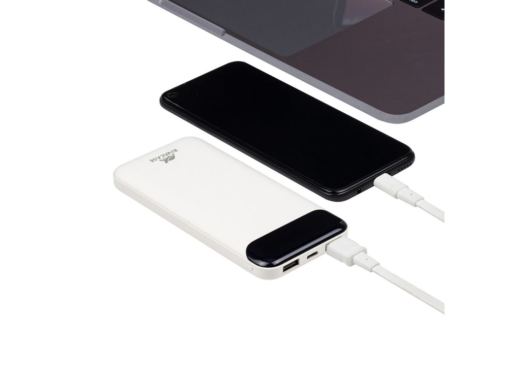 RIVACASE VA2240 (10000mAh) с дисплеем, белый, внешний аккумулятор 12/48-14