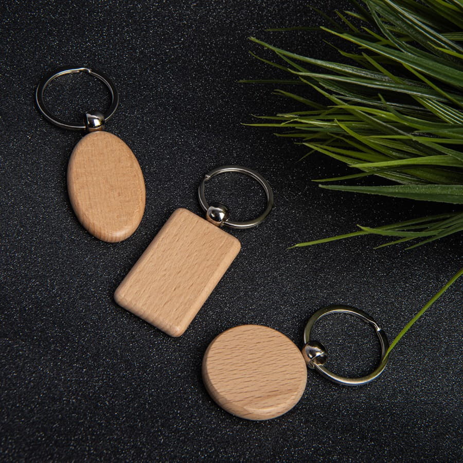 Брелок TIMBER OVAL; 5,2 x 3,2 см; дерево, бежевый-2