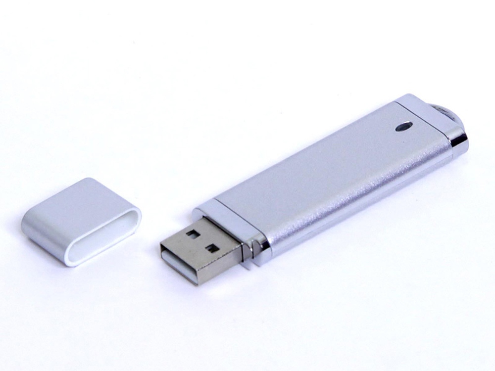 USB-флешка промо на 64 Гб прямоугольной классической формы, серебро-0