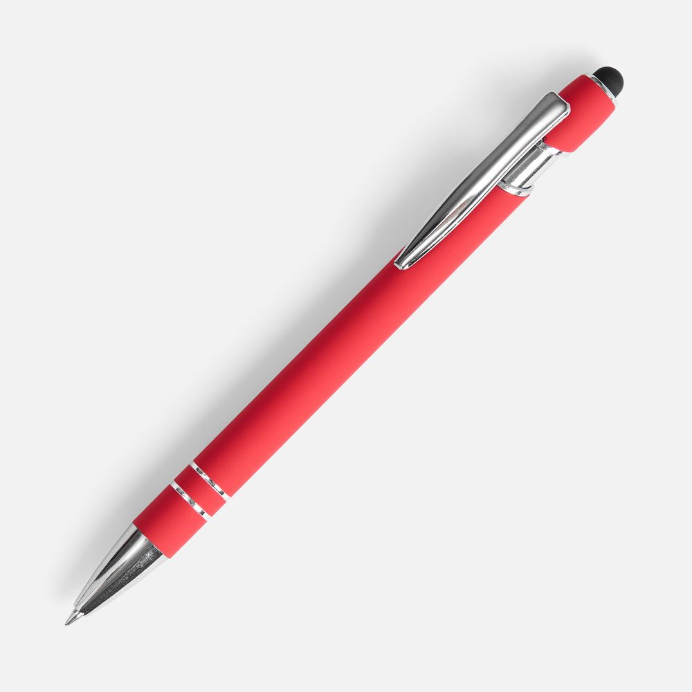 Ручка шариковая Pointer Soft Touch со стилусом, красная-1