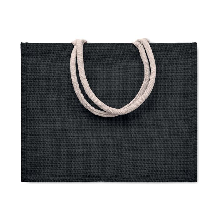 Jute bag with cotton handle, черный-2