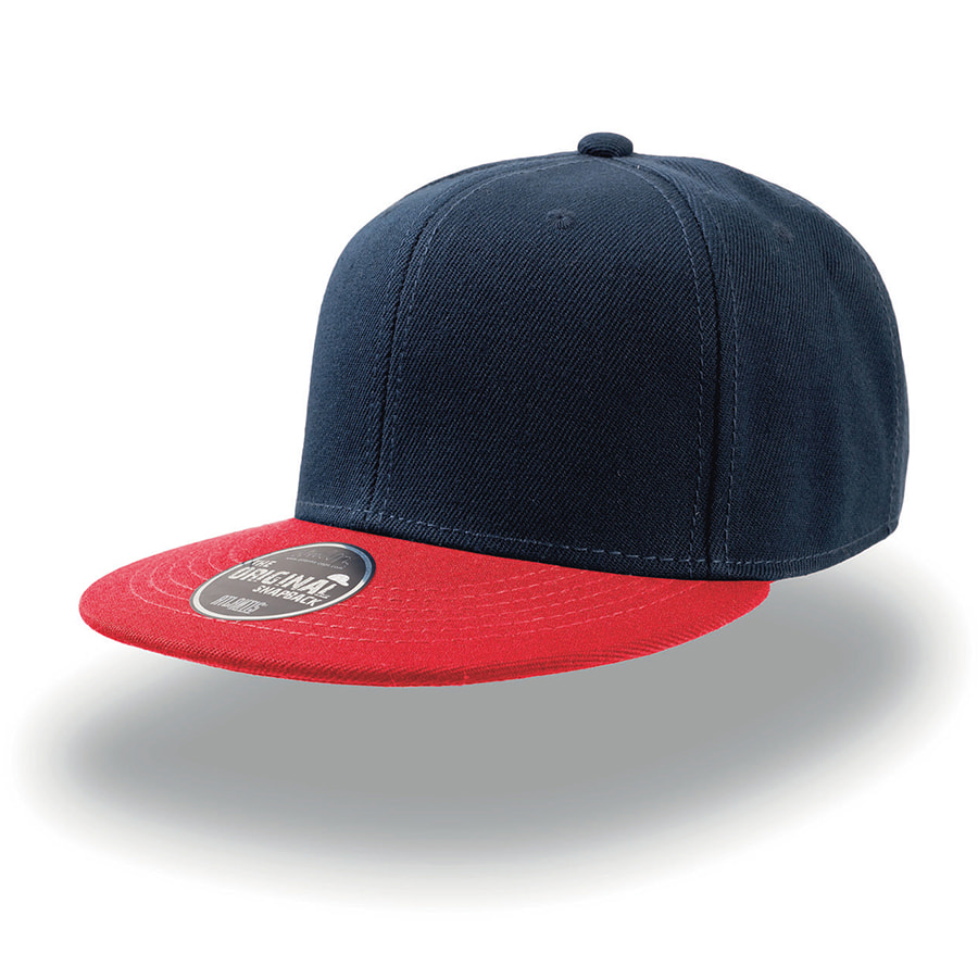 Бейсболка SNAP BACK, 6 клиньев, пластиковая застежка, синий, красный-0
