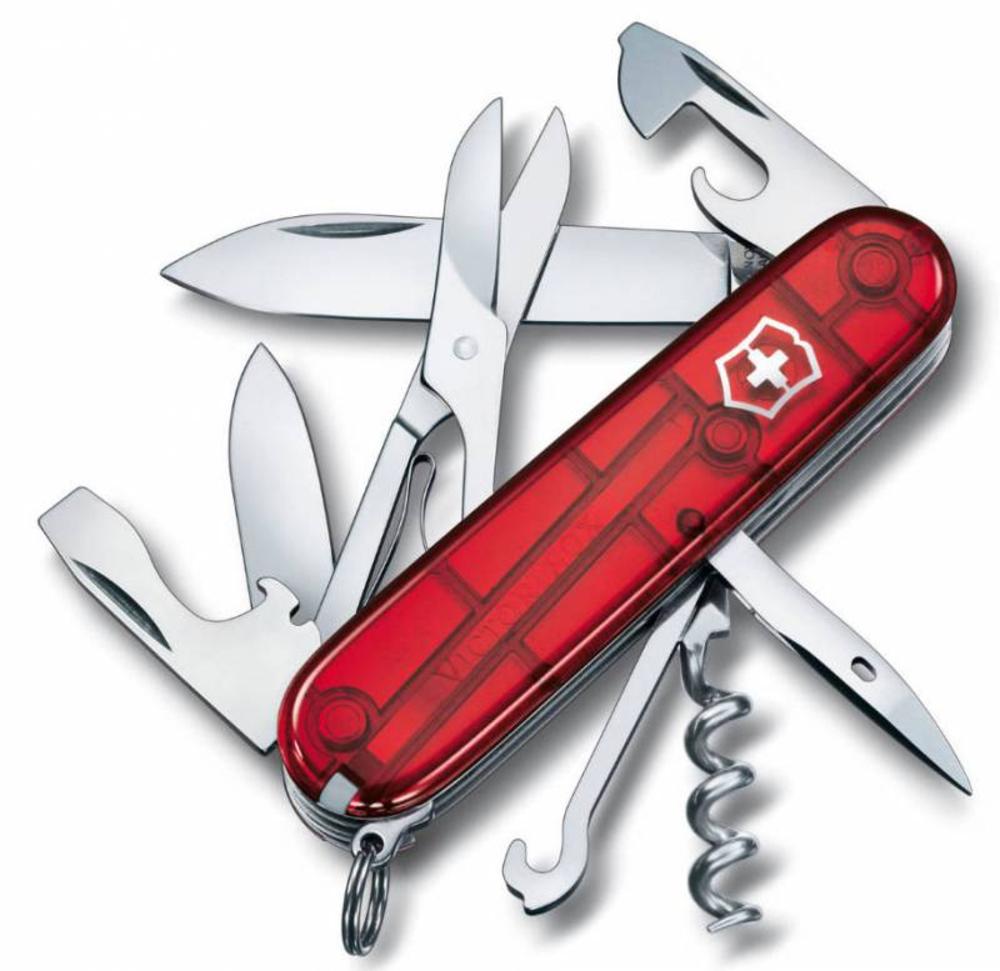 Офицерский нож Climber 91, прозрачный красный-0