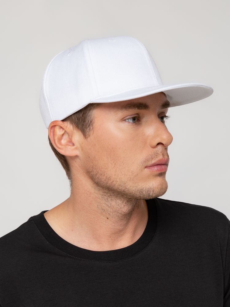 Бейсболка Snapback с прямым козырьком, белая-3