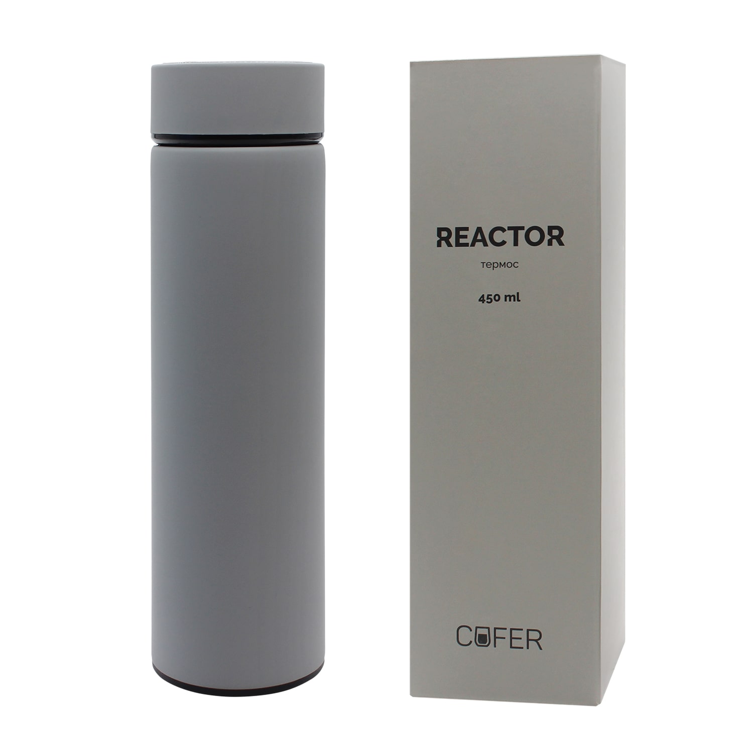 Термос Reactor софт-тач с датчиком температуры (серый)-3