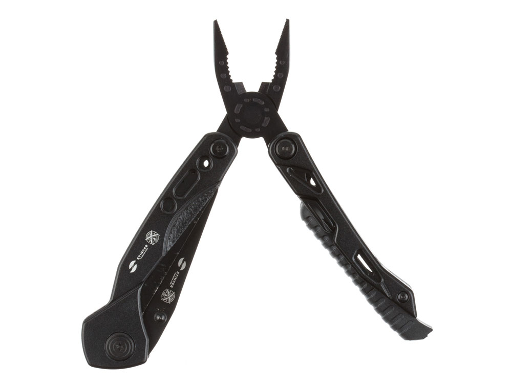 Мультитул Stinger, 105x45 мм, 13 функций, сталь, чёрный, в комплекте 9 насадок и нейлоновый чехол-1