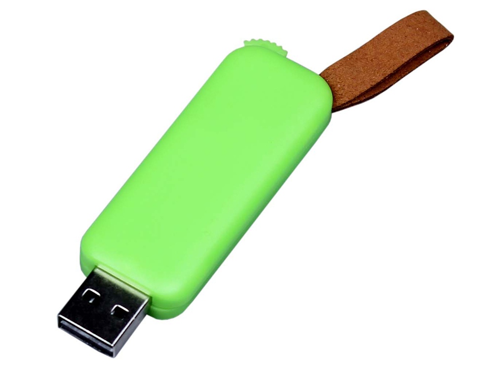 USB-флешка промо на 128 Гб прямоугольной формы, выдвижной механизм, зеленый-0