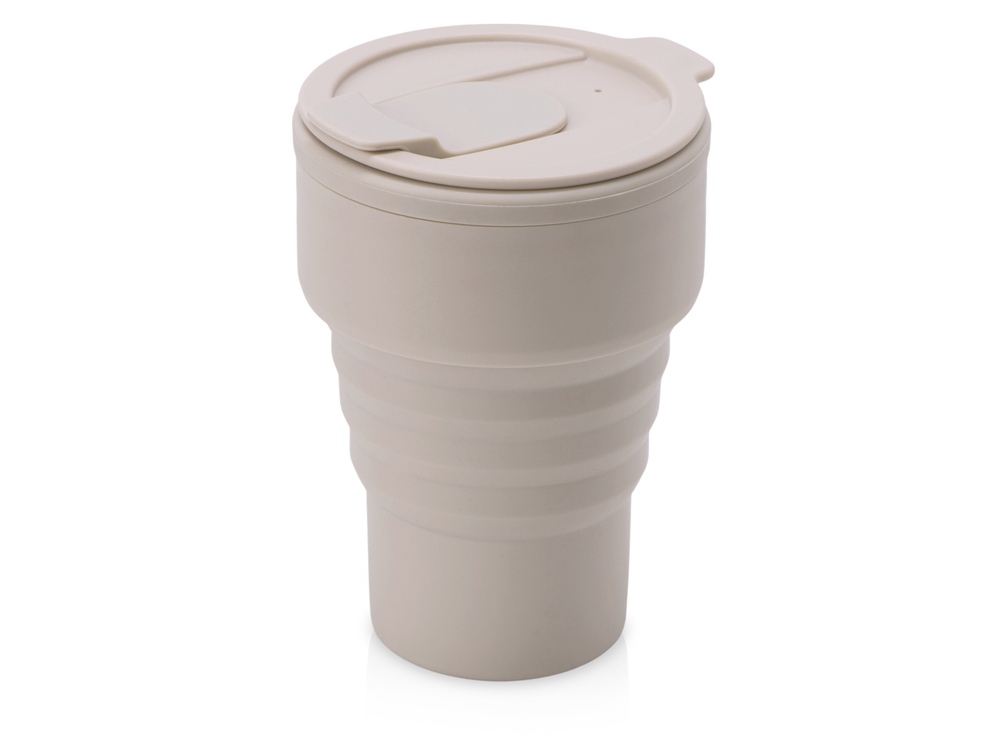 Силиконовый складной стакан GoCup, бежевый-0