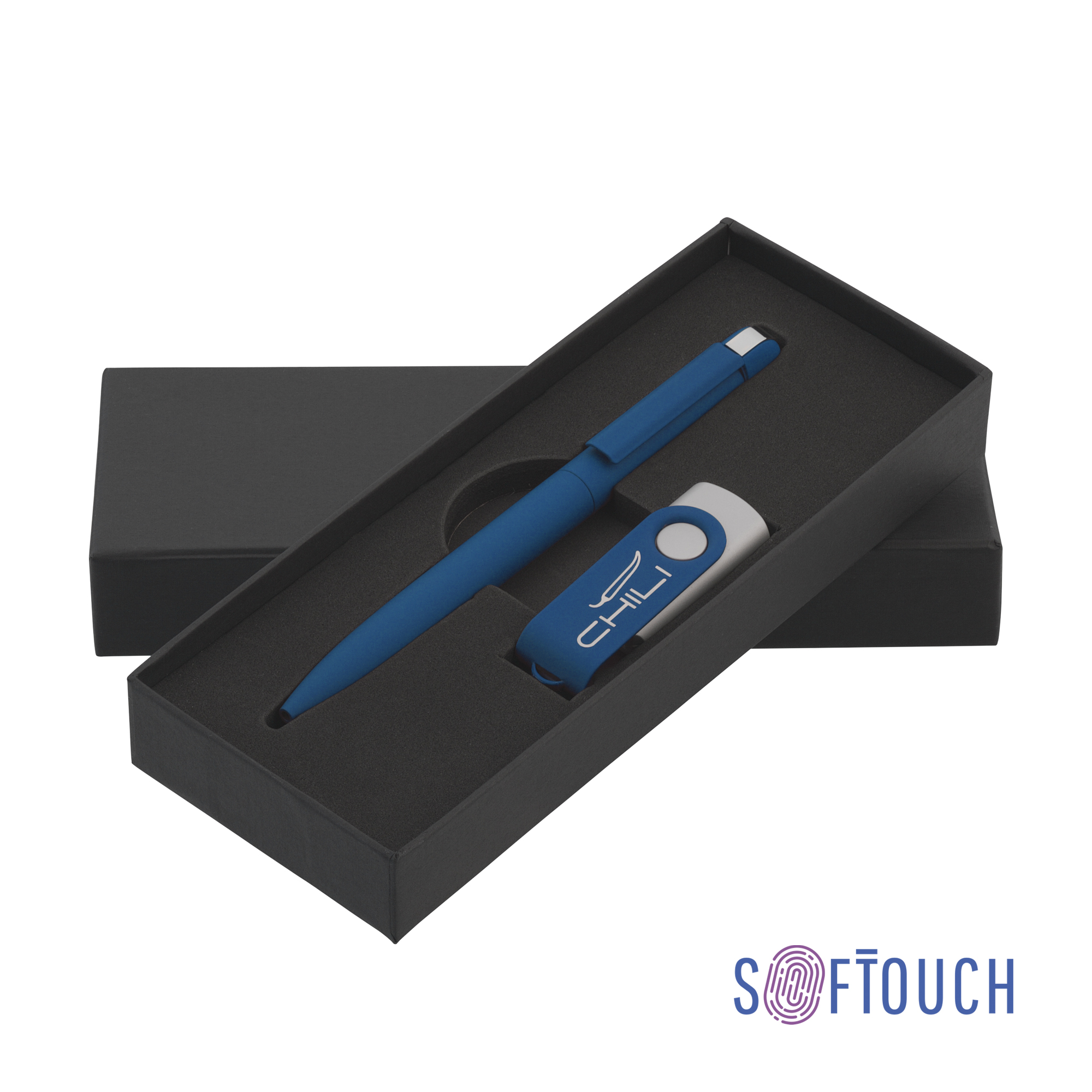 Набор ручка + флеш-карта 16 Гб в футляре, покрытие soft touch-0
