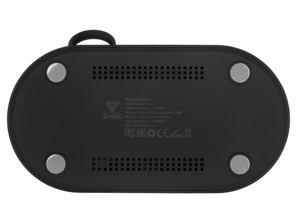 Складная зарядная станция с беспроводной зарядкой Flashport, 15 Вт, черный-10