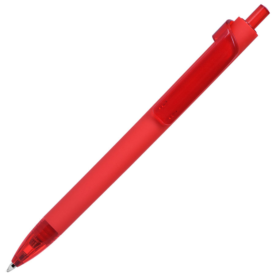 Ручка шариковая FORTE SOFT, покрытие soft touch, ярко-красный-0
